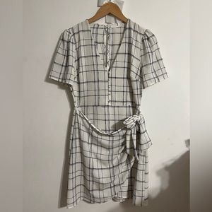 Plaid Front Tie Mini Dress